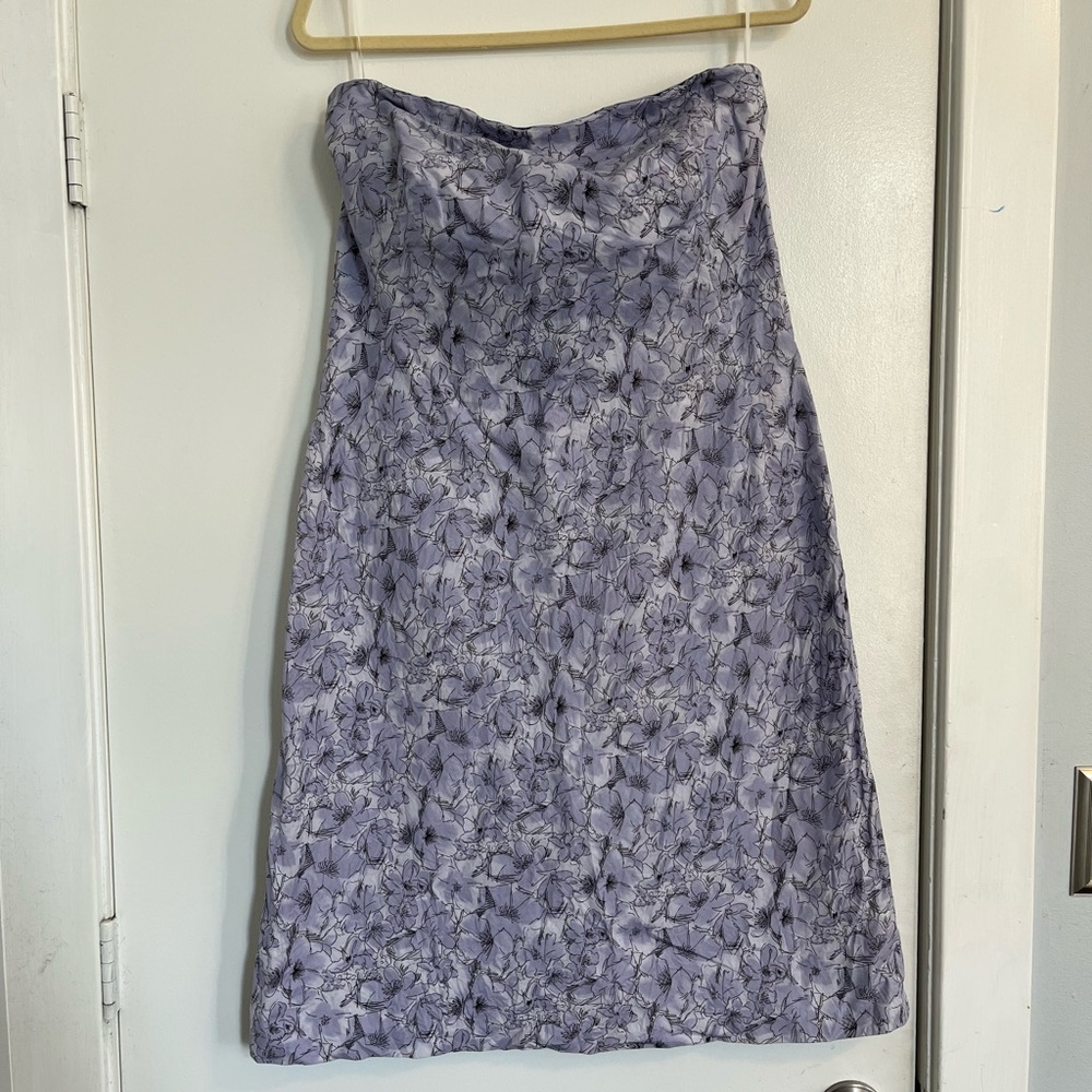 Strapless Lavender Light Purple Floral Dress cotton New York & Company 14